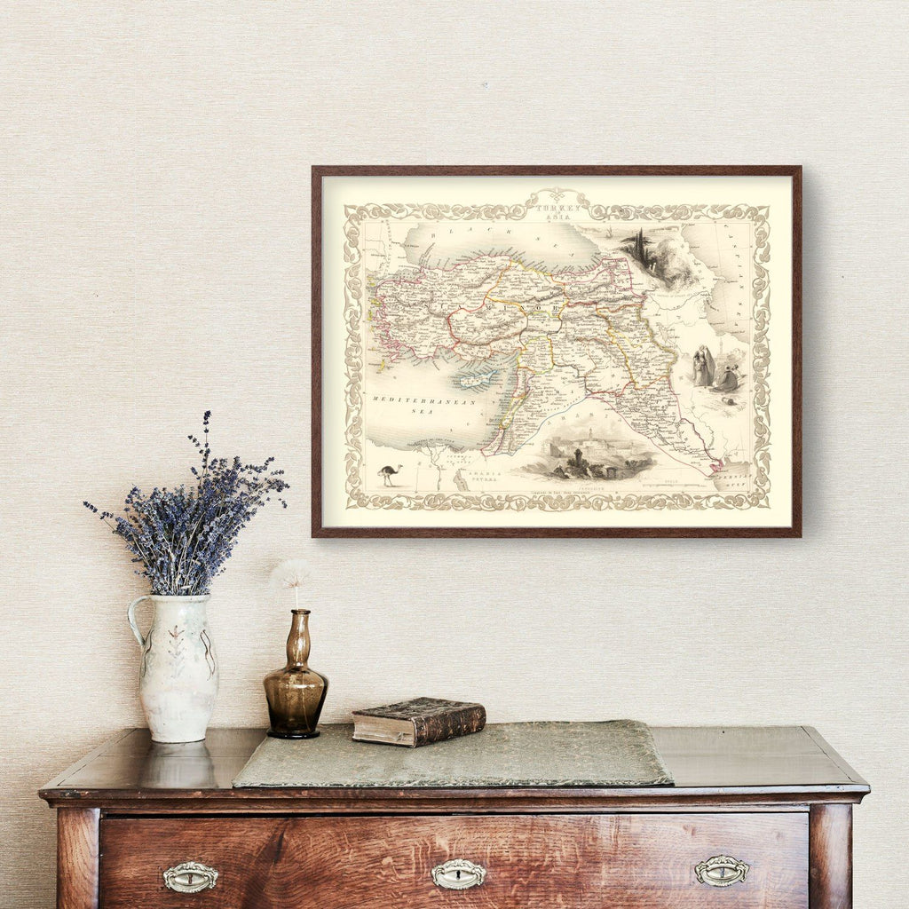 Vintage Map of Turkey in Asia 1851