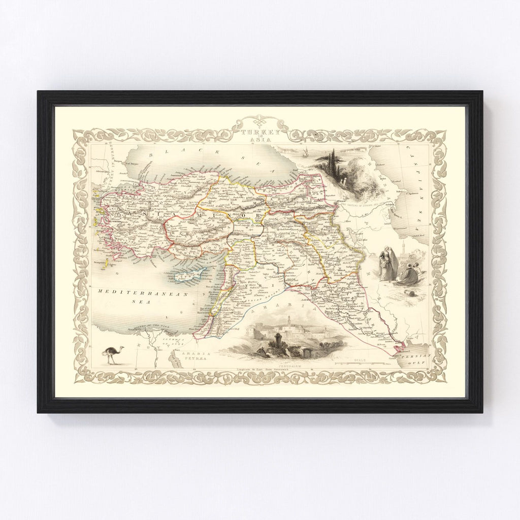 Vintage Map of Turkey in Asia 1851