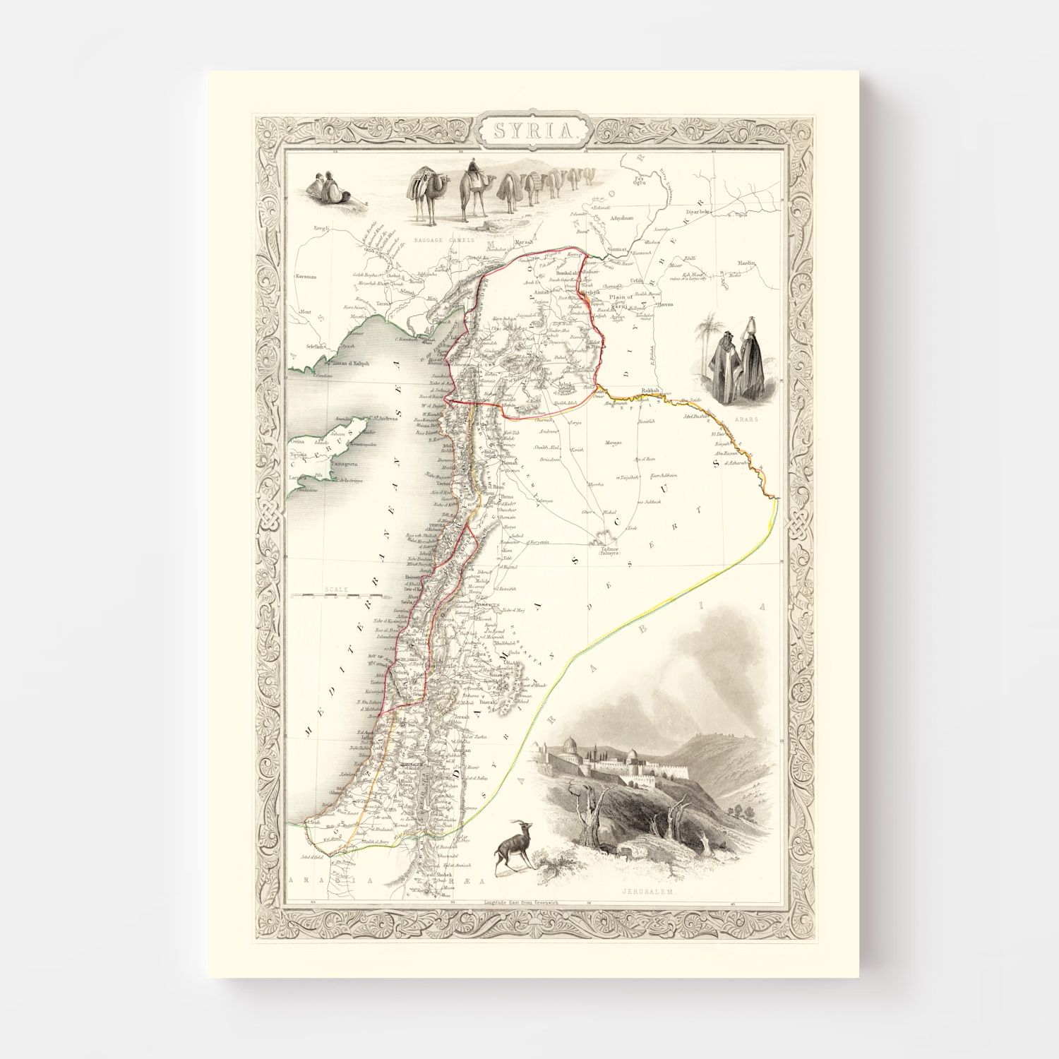 Vintage Map of Syria 1851