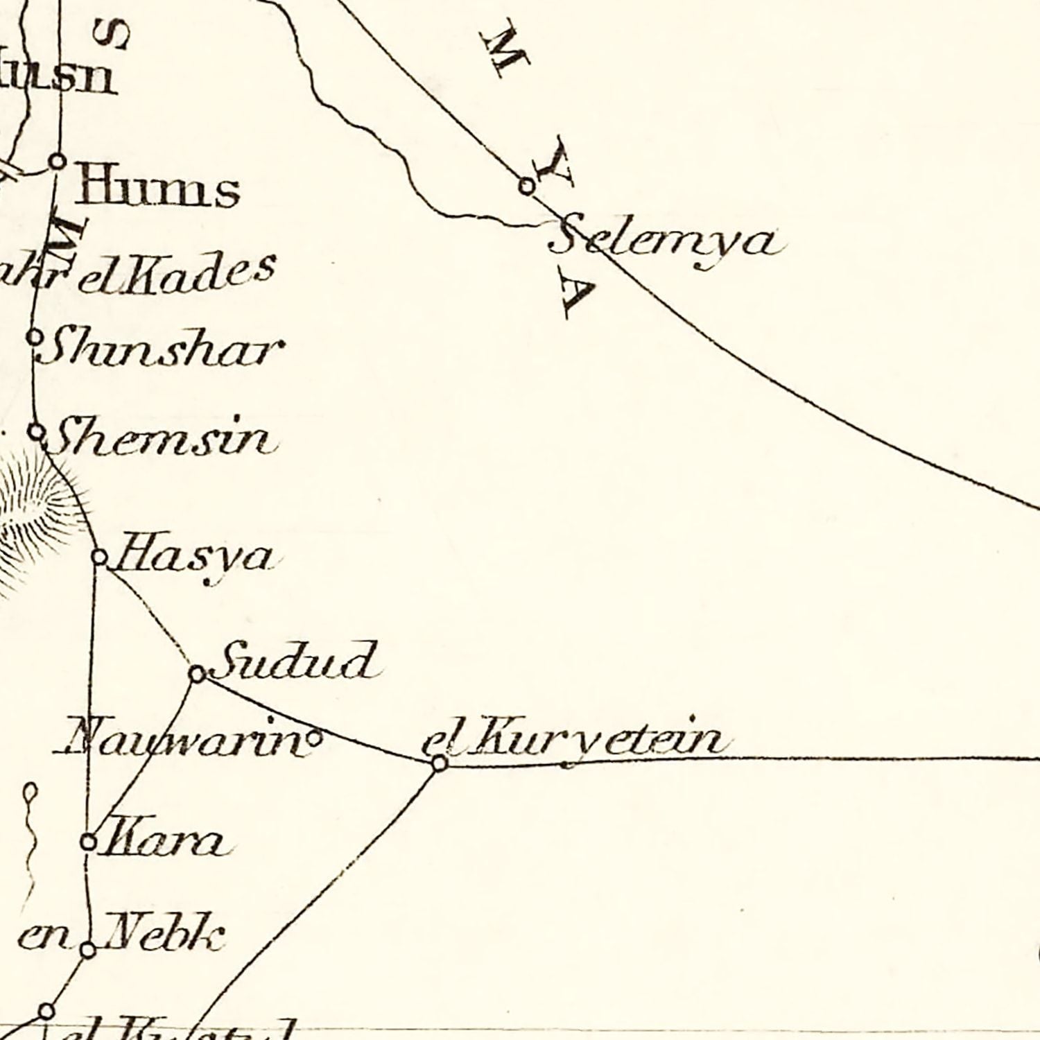 Vintage Map of Syria 1851
