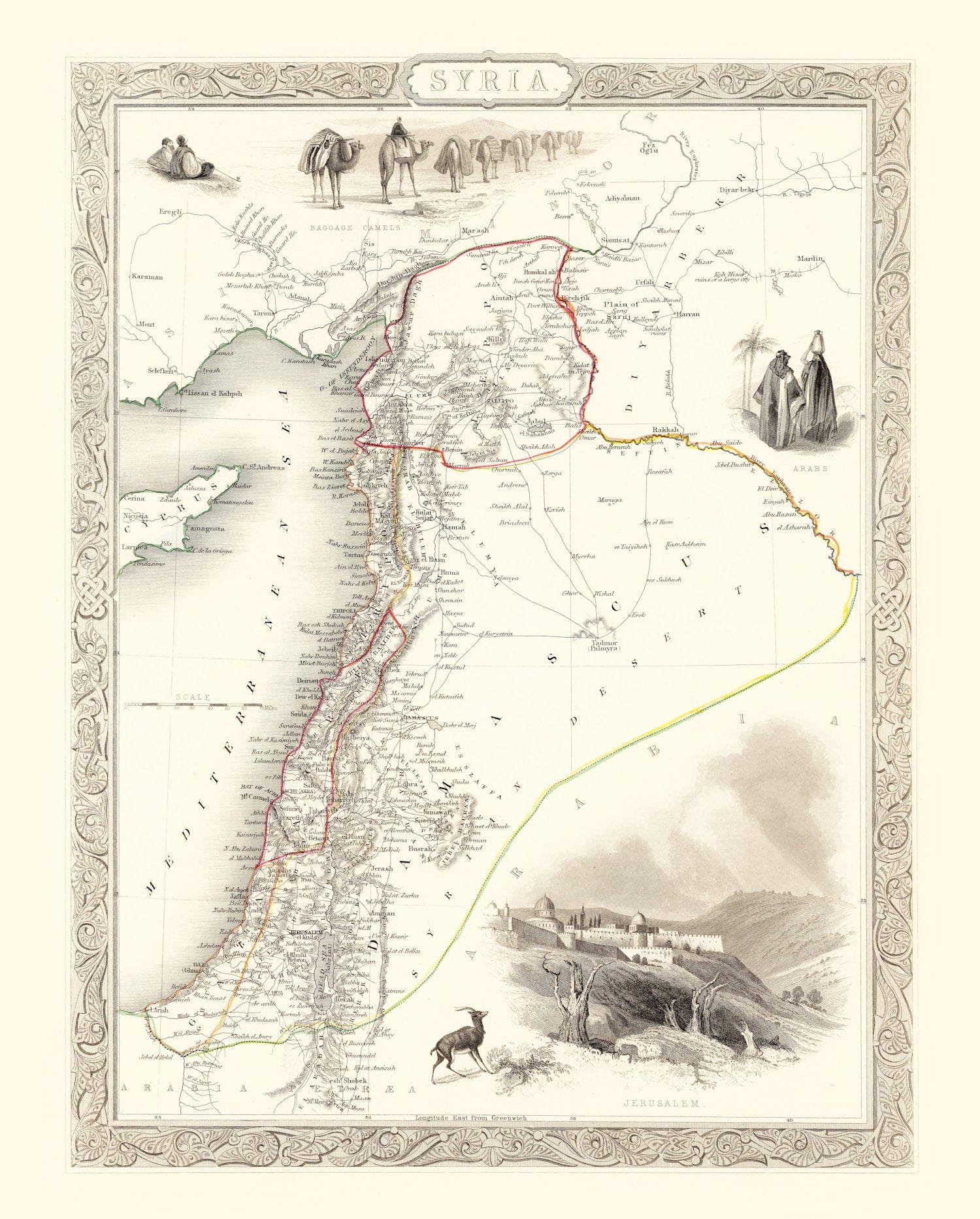 Vintage Map of Syria 1851