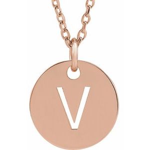 18K Rose Gold-Plated Sterling Silver Initial V 16-18" Necklace