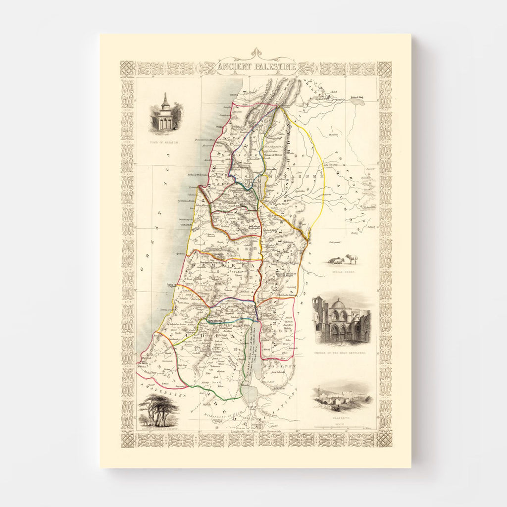 Vintage Map of Ancient Palestine 1851