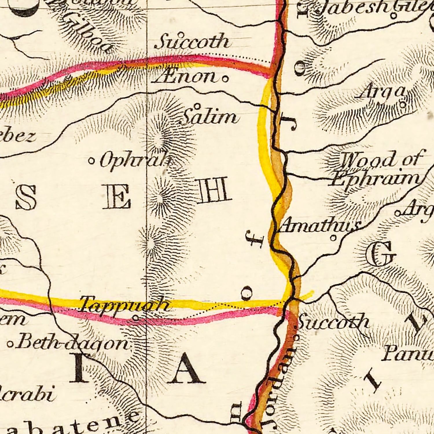 Vintage Map of Ancient Palestine 1851