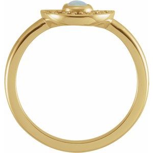 14K Yellow Gold Natural Ethiopian Opal & Natural Pink Sapphire Fan Ring