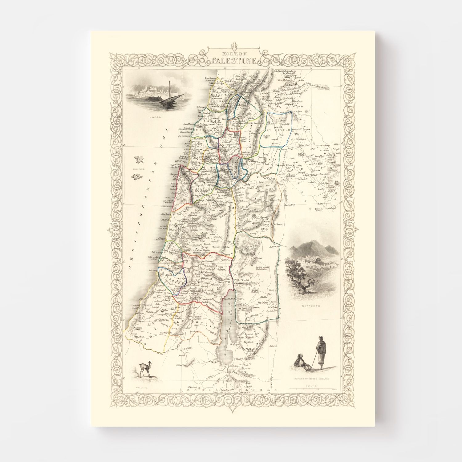 Vintage Map of Modern Palestine 1851
