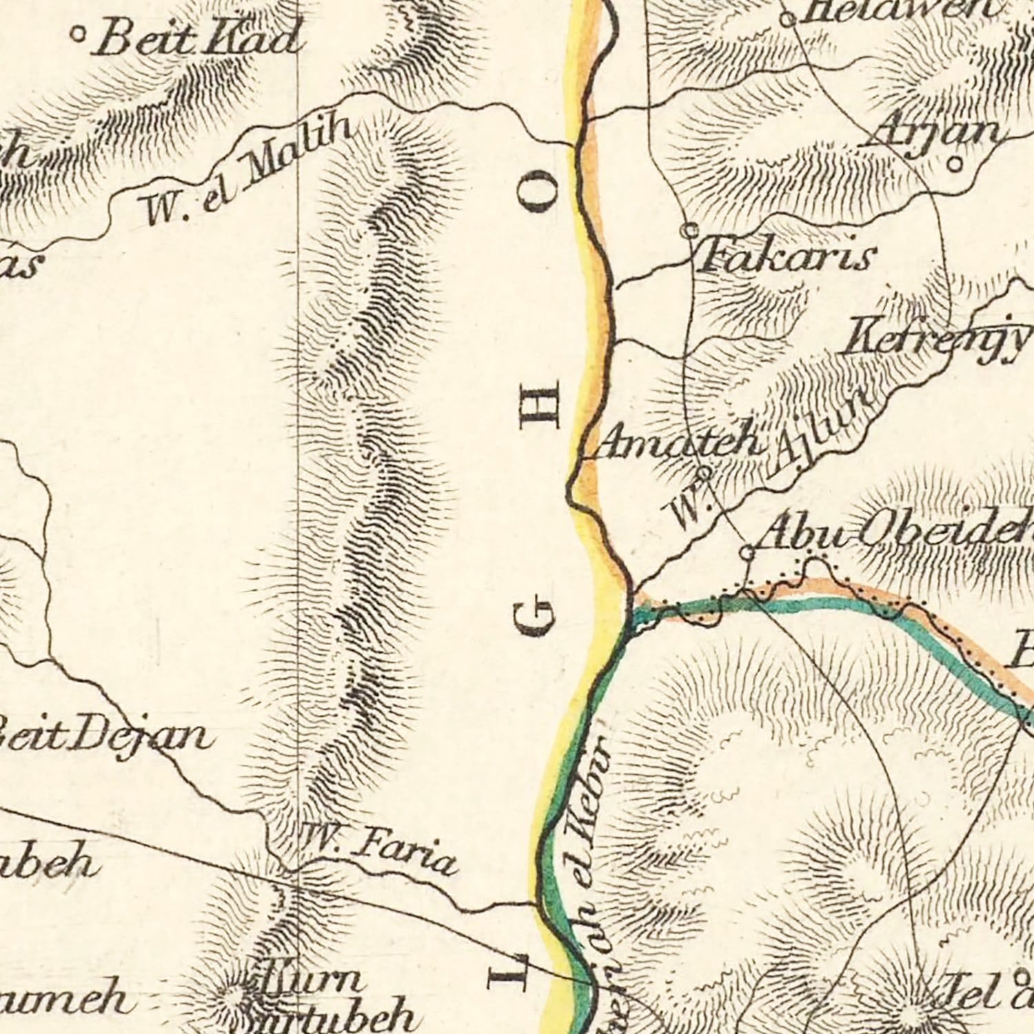 Vintage Map of Modern Palestine 1851