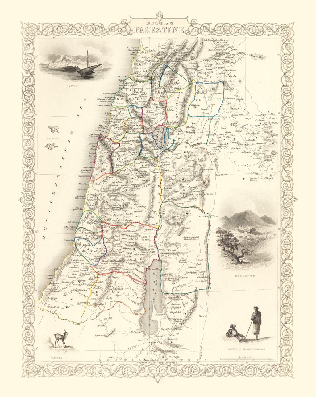 Vintage Map of Modern Palestine 1851