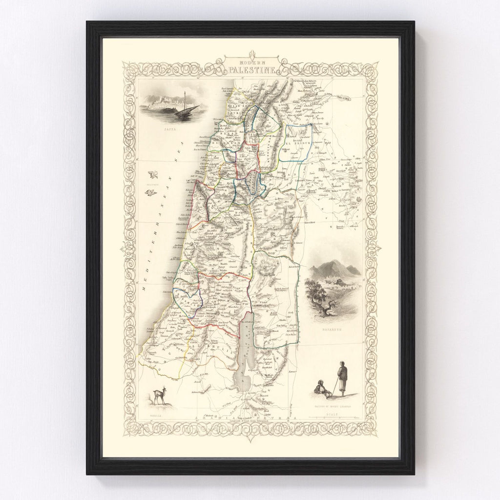 Vintage Map of Modern Palestine 1851
