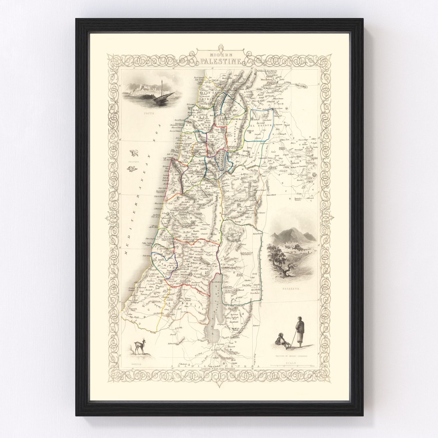 Vintage Map of Modern Palestine 1851