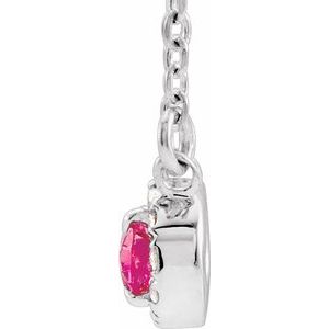 Platinum 5x3 mm Natural Pink Tourmaline & .05 CTW Natural Diamond 16" Necklace