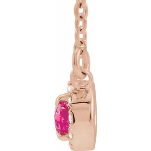 14K Rose Gold 6x4 mm Natural Pink Tourmaline & 1/10 CTW Natural Diamond 16" Necklace
