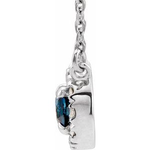Sterling Silver 6x4 mm Lab-Grown Blue Sapphire & 1/10 CTW Natural Diamond 18" Necklace