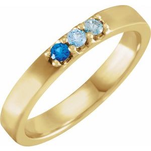 14K Yellow Gold Natural Blue Multi-Gemstone Midi Ring