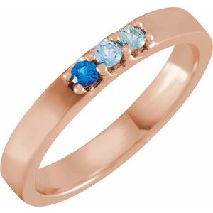 14K Rose Gold Natural Blue Multi-Gemstone Midi Ring