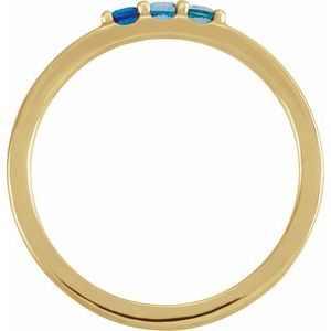 14K Yellow Gold Natural Blue Multi-Gemstone Midi Ring