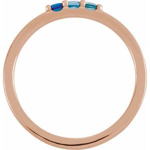14K Rose Gold Natural Blue Multi-Gemstone Midi Ring