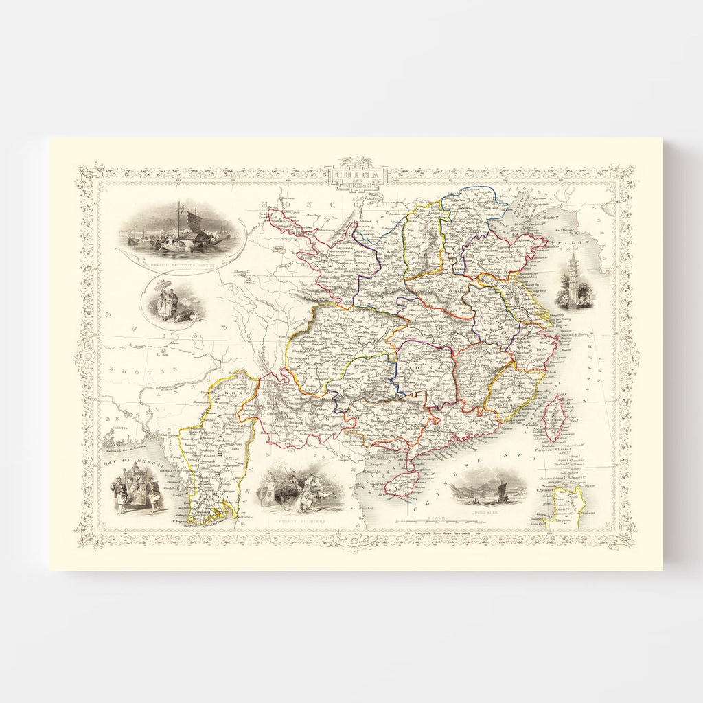 Vintage Map of China & Burmah 1851