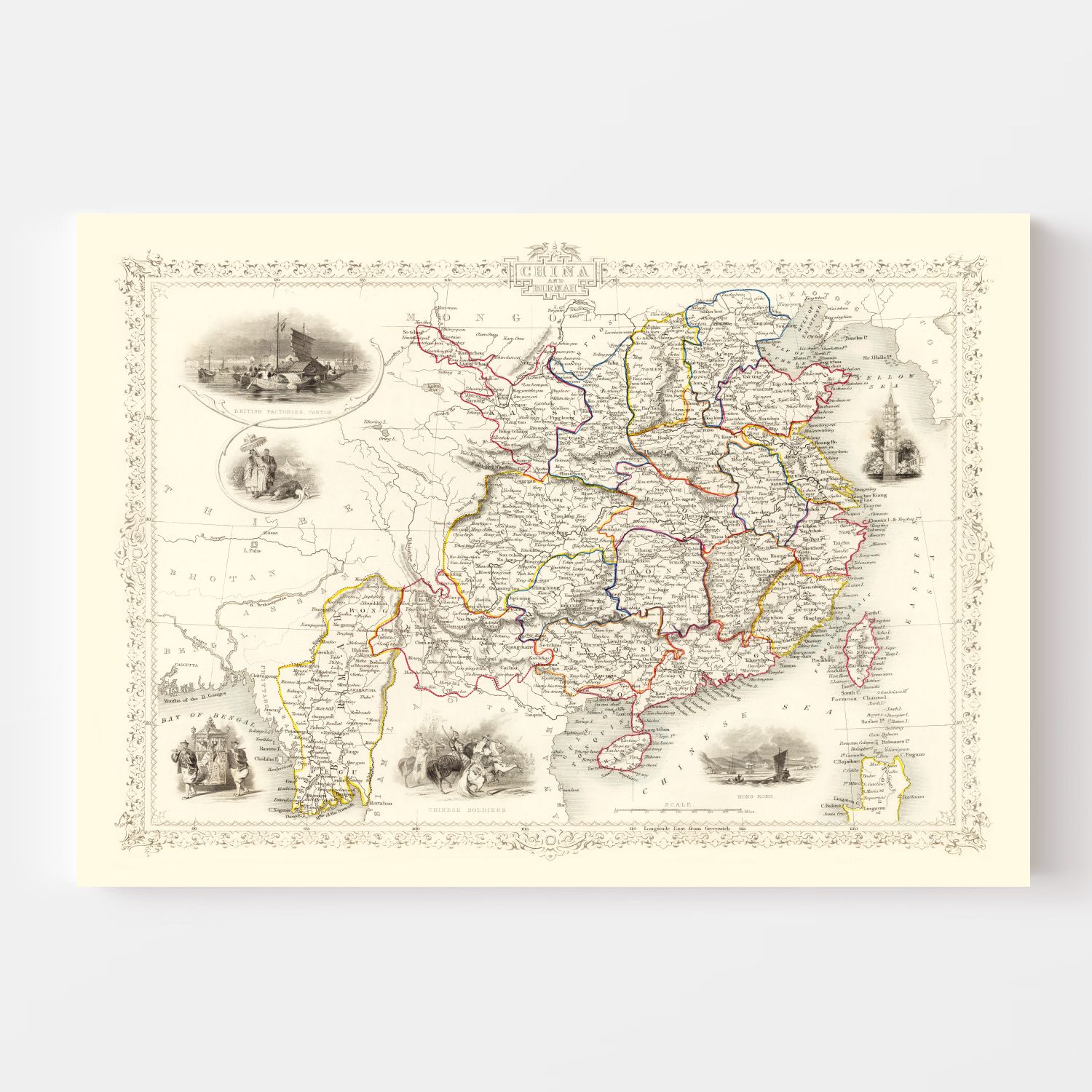 Vintage Map of China & Burmah 1851