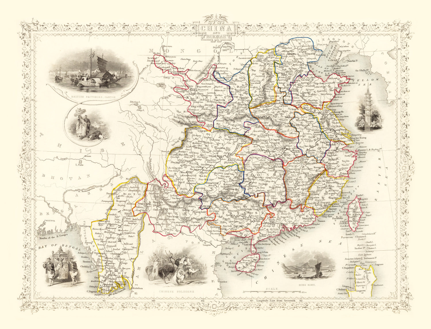 Vintage Map of China & Burmah 1851