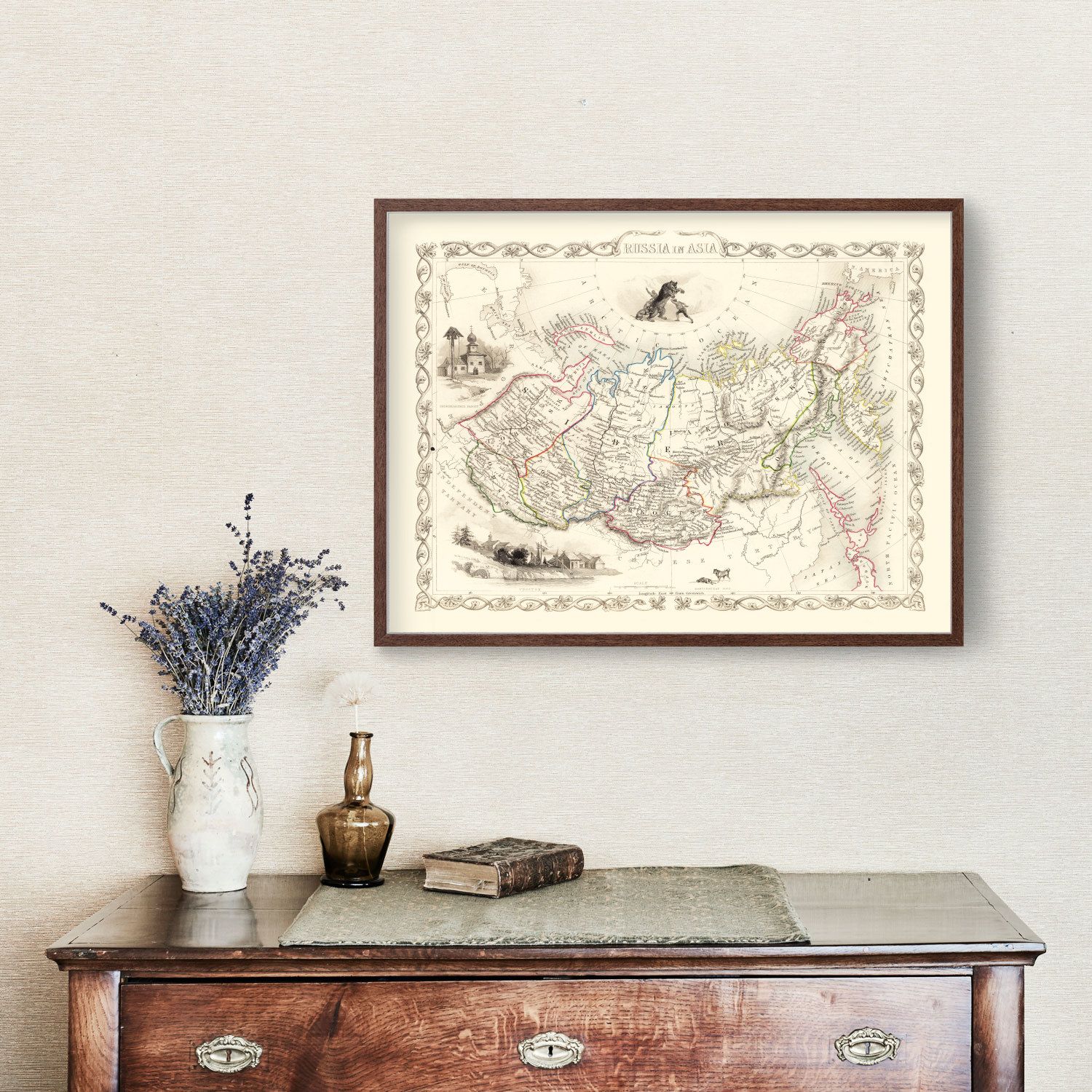 Vintage Map of Russia in Asia 1851