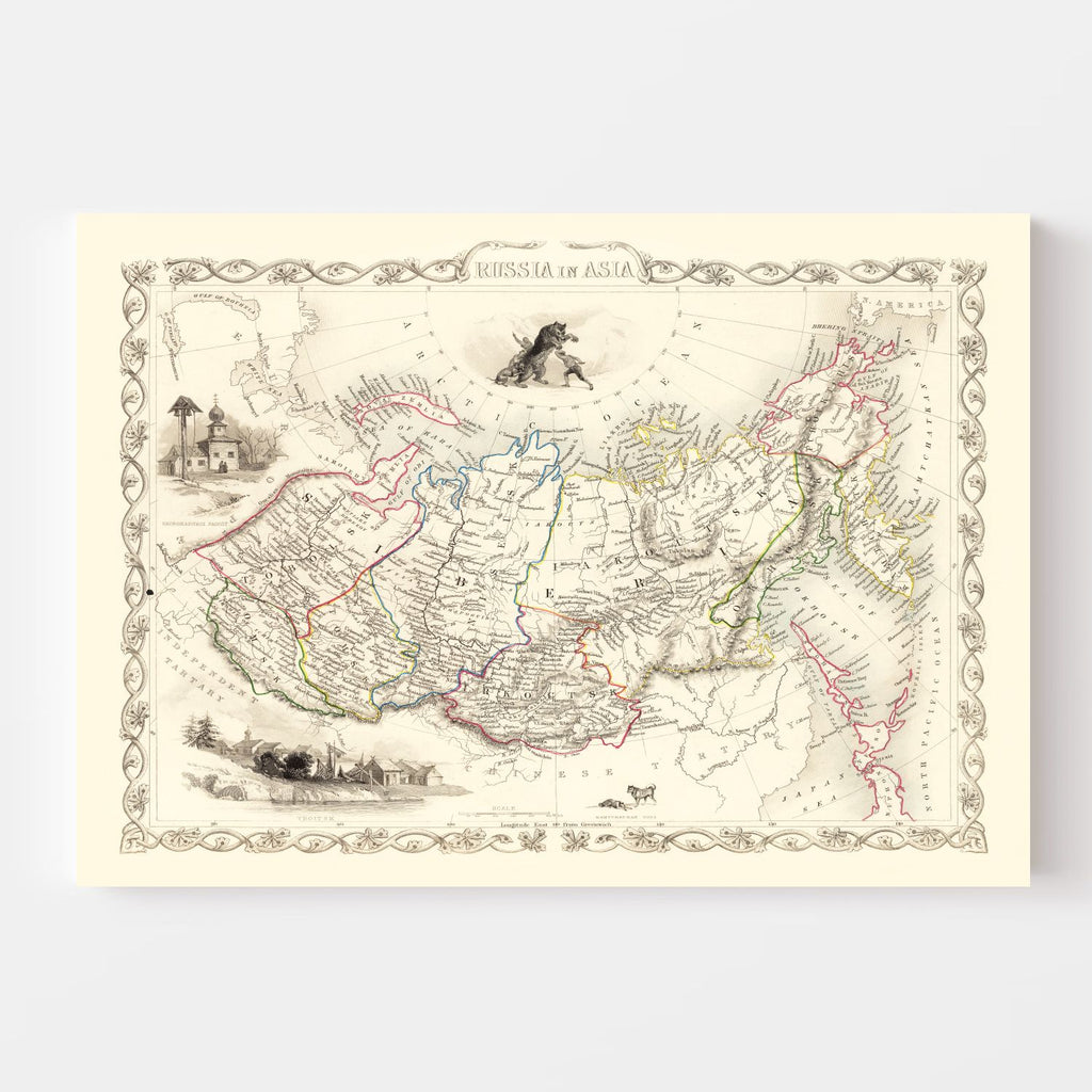 Vintage Map of Russia in Asia 1851
