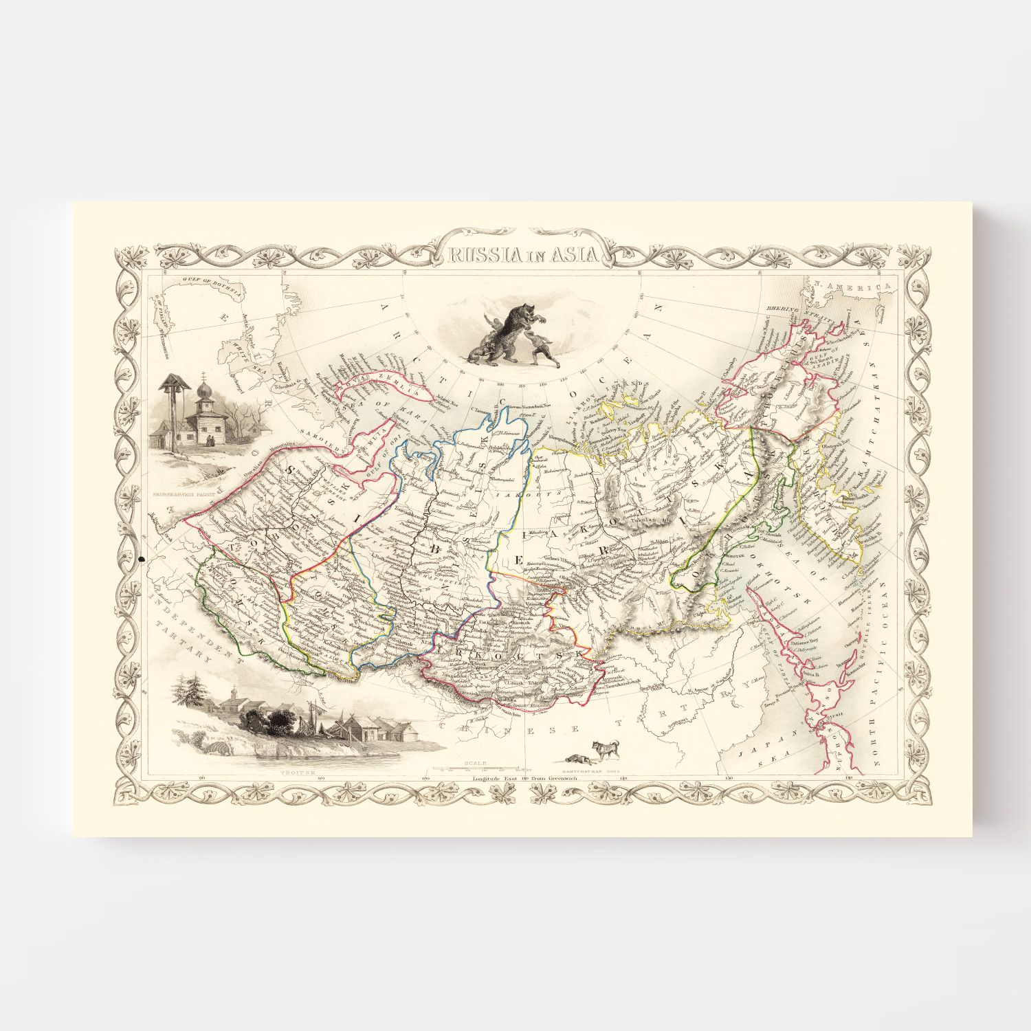 Vintage Map of Russia in Asia 1851