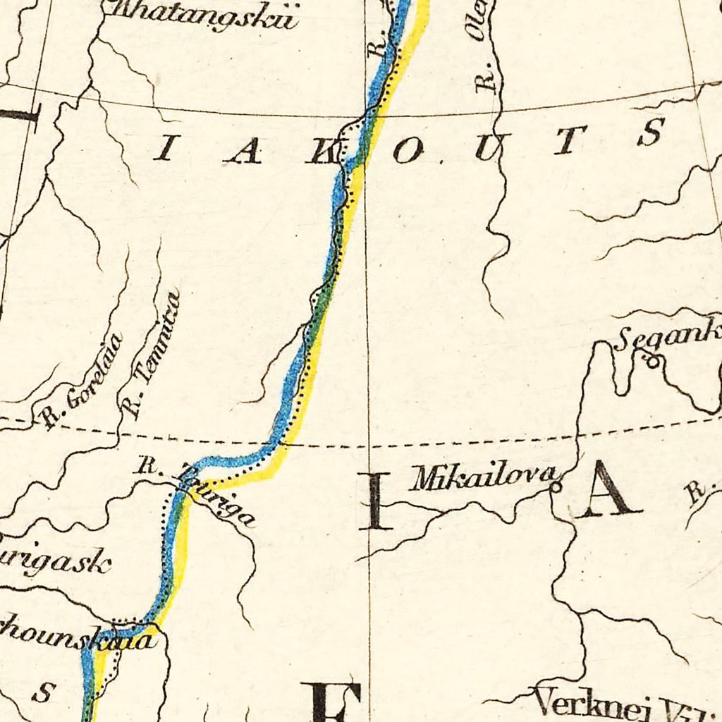 Vintage Map of Russia in Asia 1851