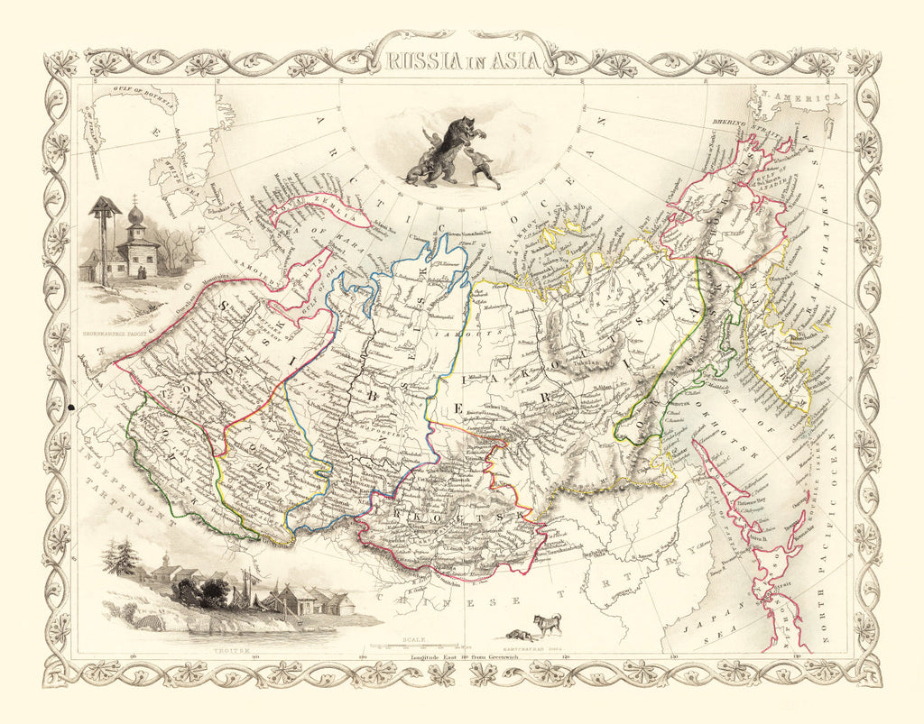 Vintage Map of Russia in Asia 1851
