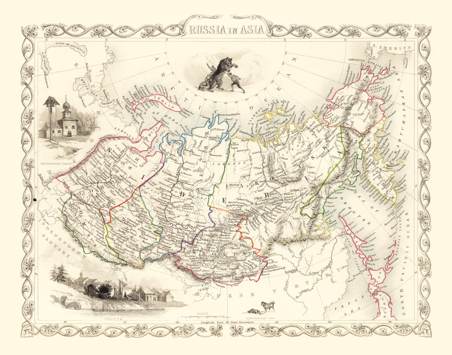 Vintage Map of Russia in Asia 1851