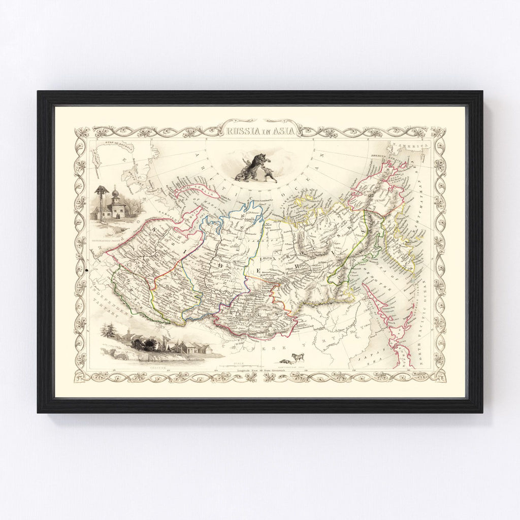 Vintage Map of Russia in Asia 1851