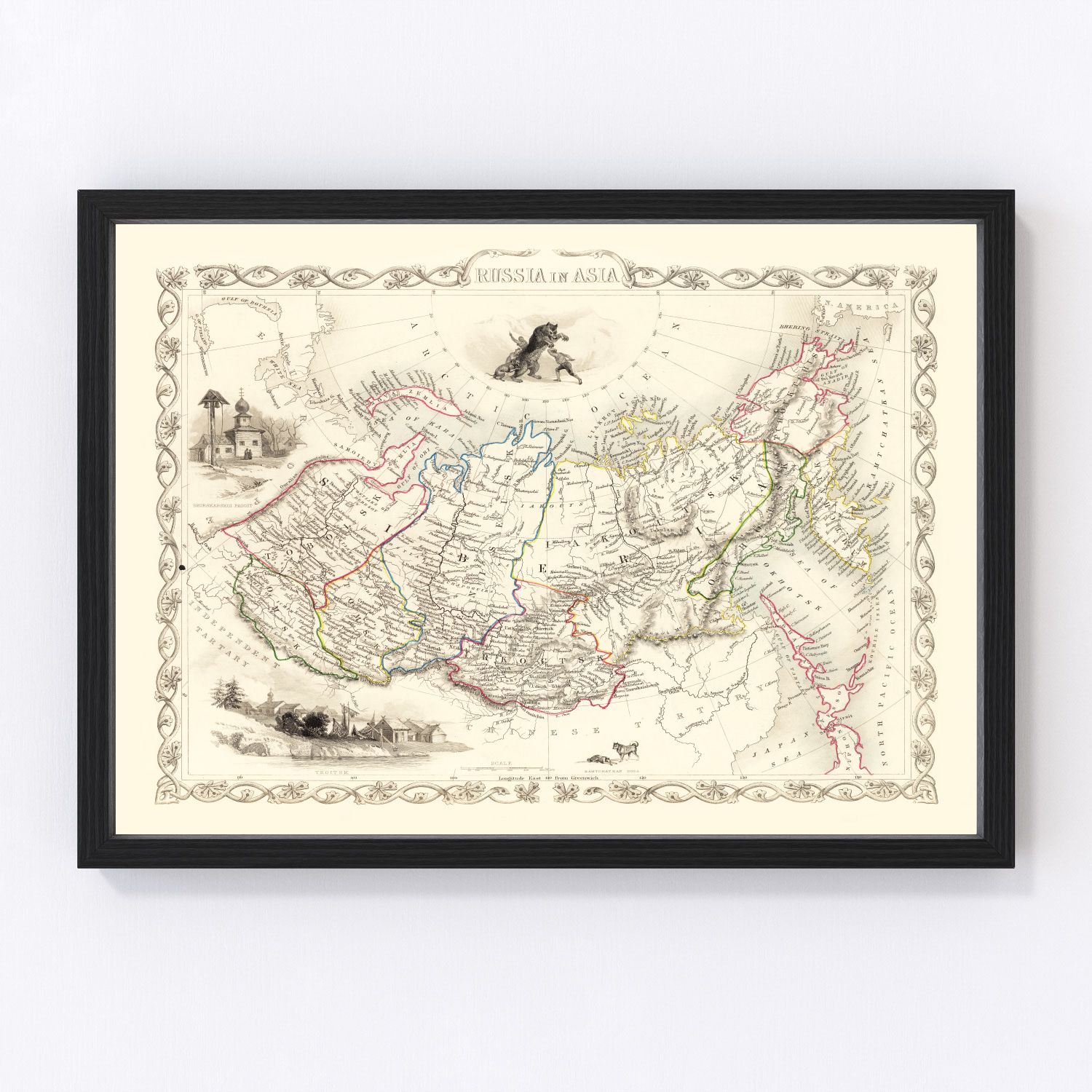 Vintage Map of Russia in Asia 1851