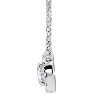 Platinum 6x4 mm Natural White Sapphire & 1/10 CTW Natural Diamond 18" Necklace
