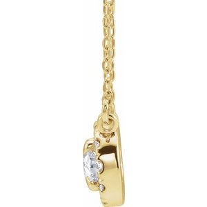 14K Yellow Gold 7x5 mm Natural White Sapphire & 1/6 CTW Natural Diamond 16" Necklace