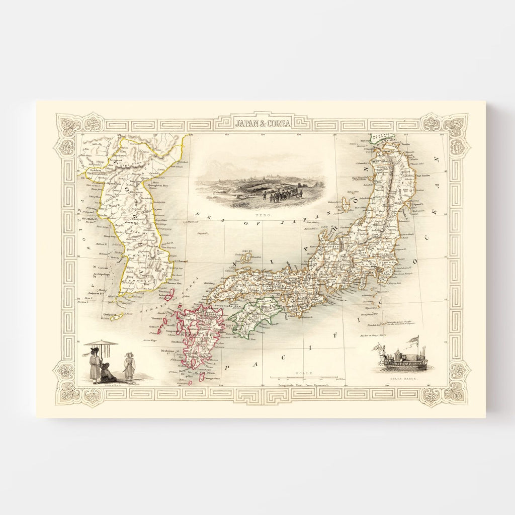 Vintage Map of Japan & Korea 1851