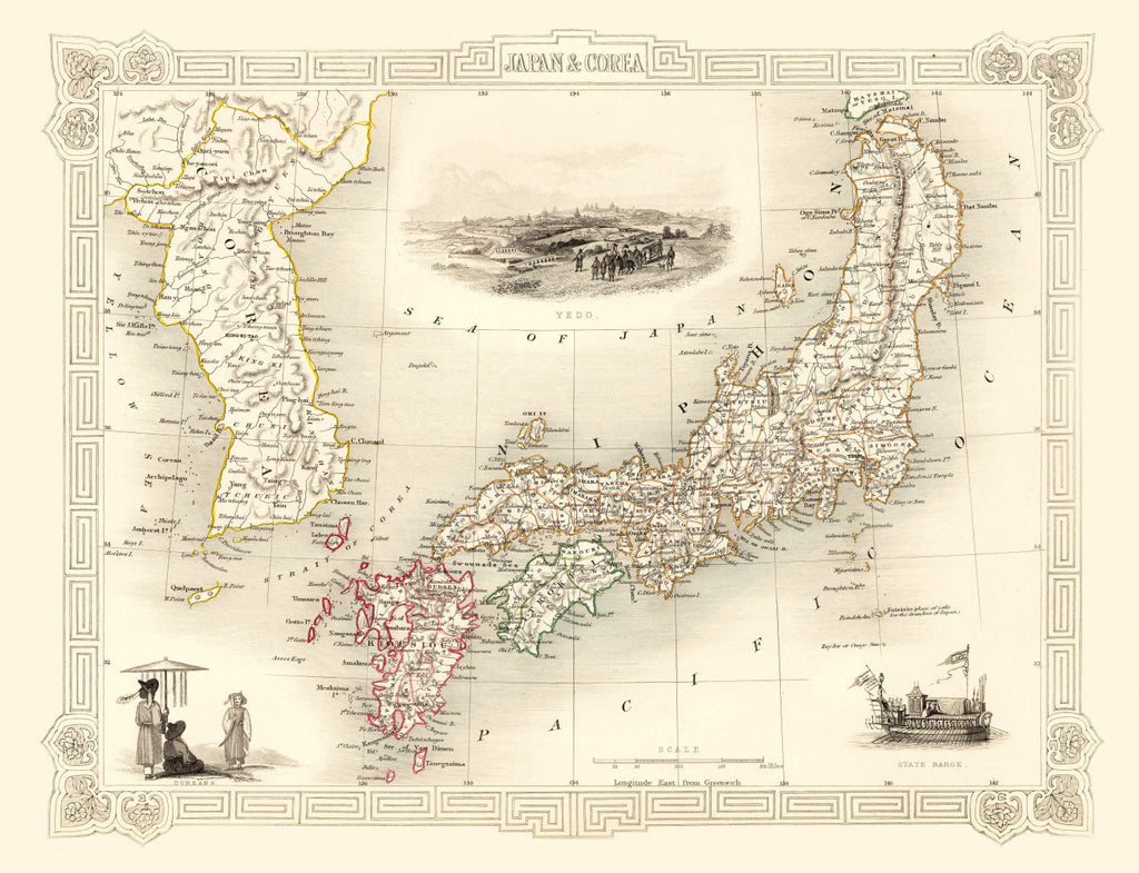 Vintage Map of Japan & Korea 1851