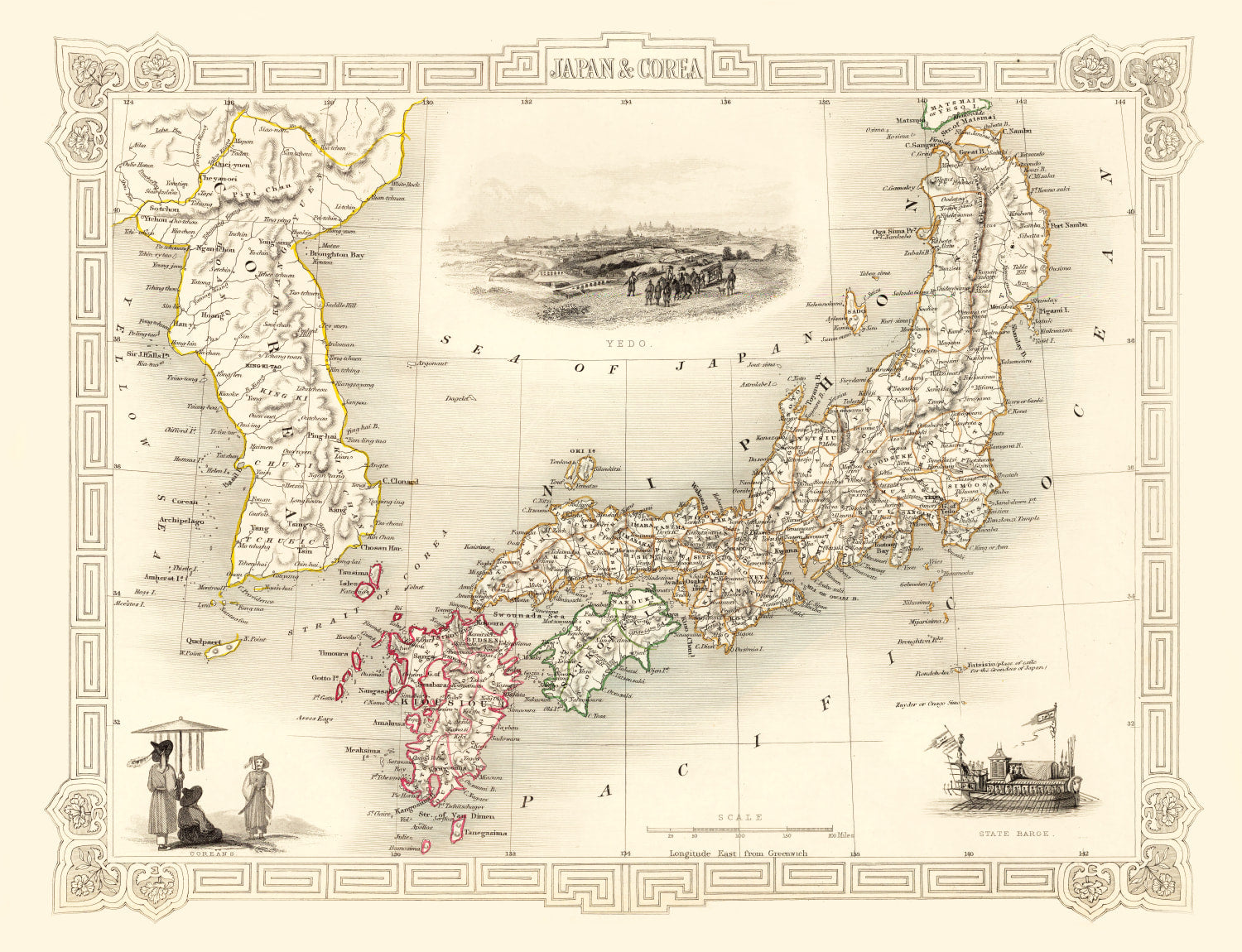 Vintage Map of Japan & Korea 1851