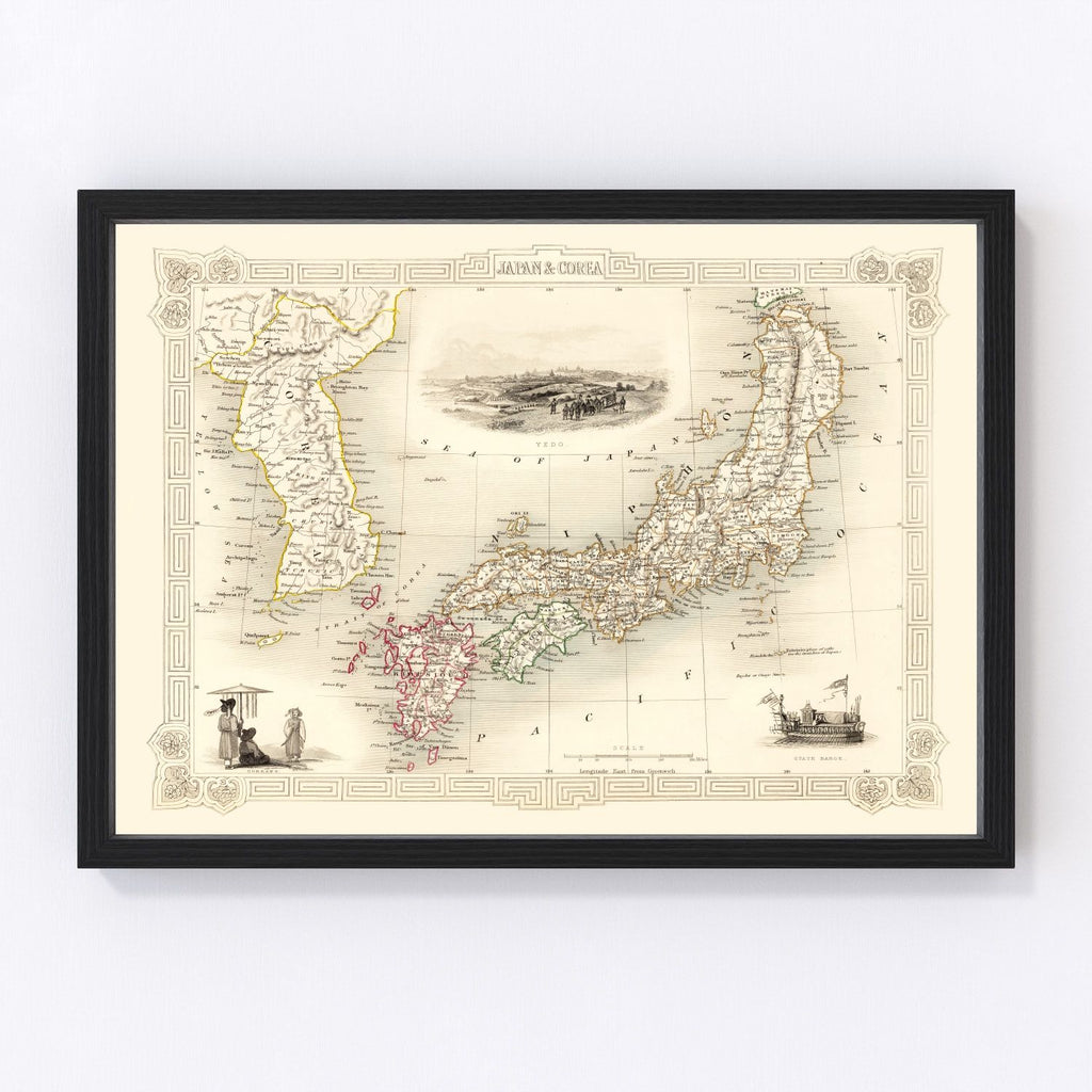 Vintage Map of Japan & Korea 1851