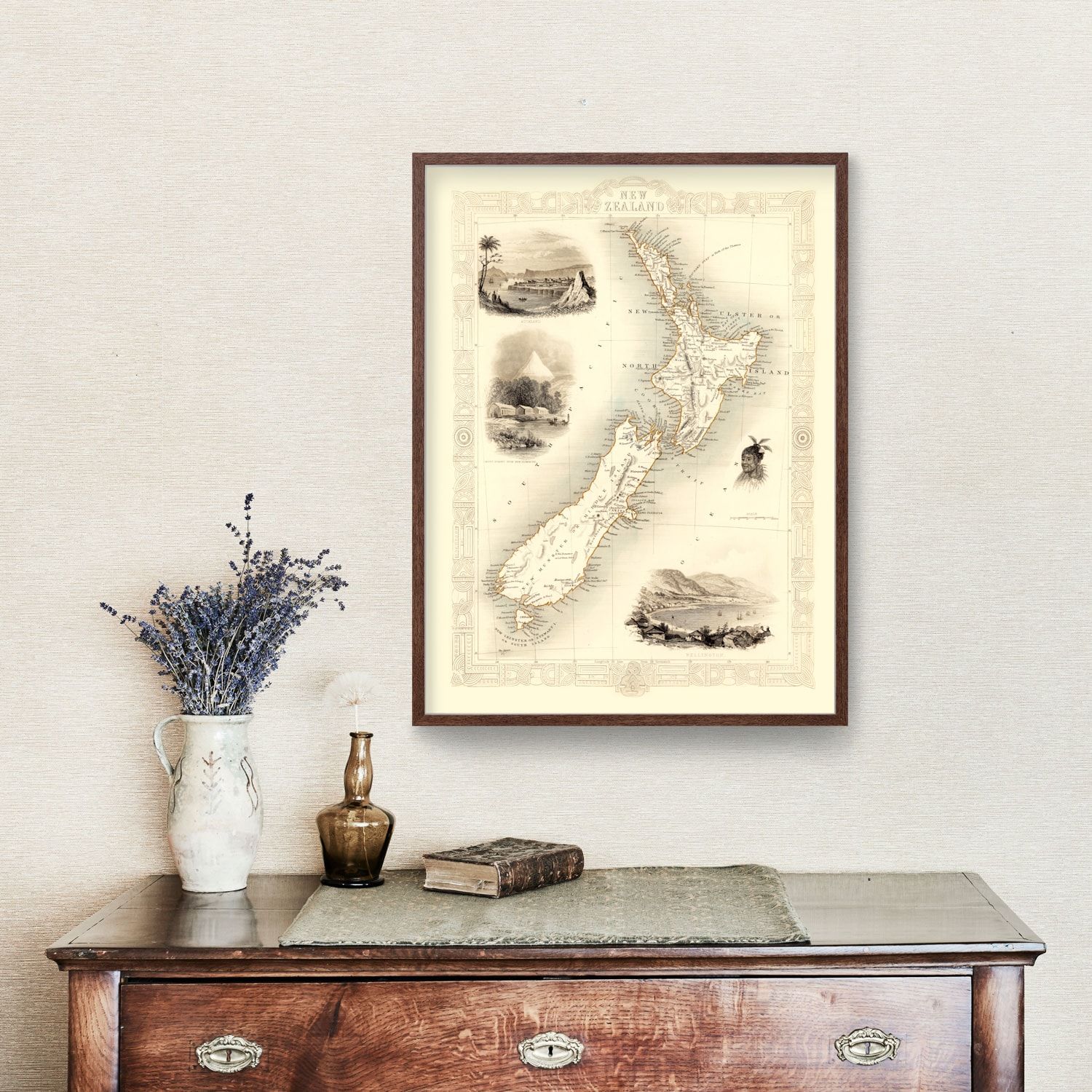 Vintage Map of New Zealand 1851