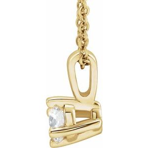 14K Yellow Gold 1/4 CT Natural Diamond Solitaire 16-18" Necklace