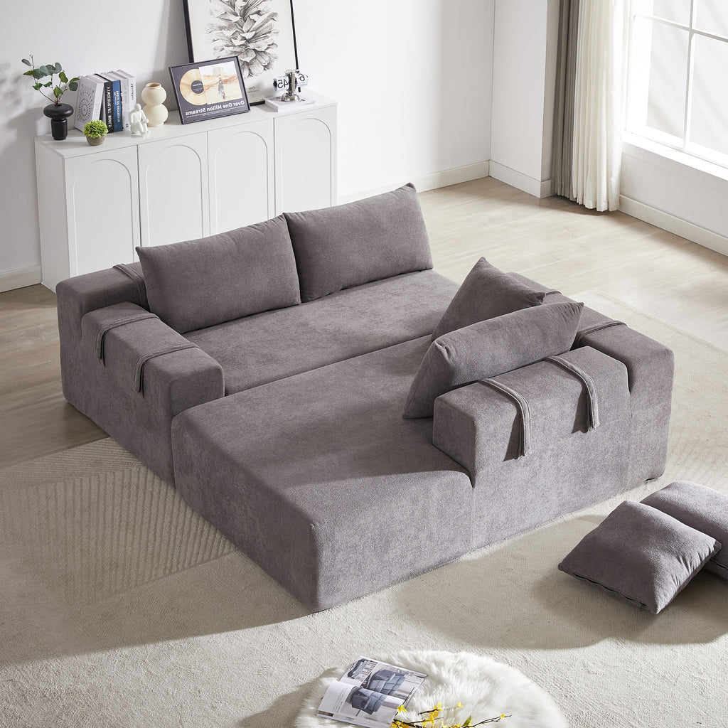 Modern Chenille Upholstered Sectional Sofa Couch Set,Modular 108' L Shaped Sectional Living Room Sofa Set With 6 Pillows,Free Combination Sofa Couch for Living Room,Bedroom(Right Chaise)W834P240002