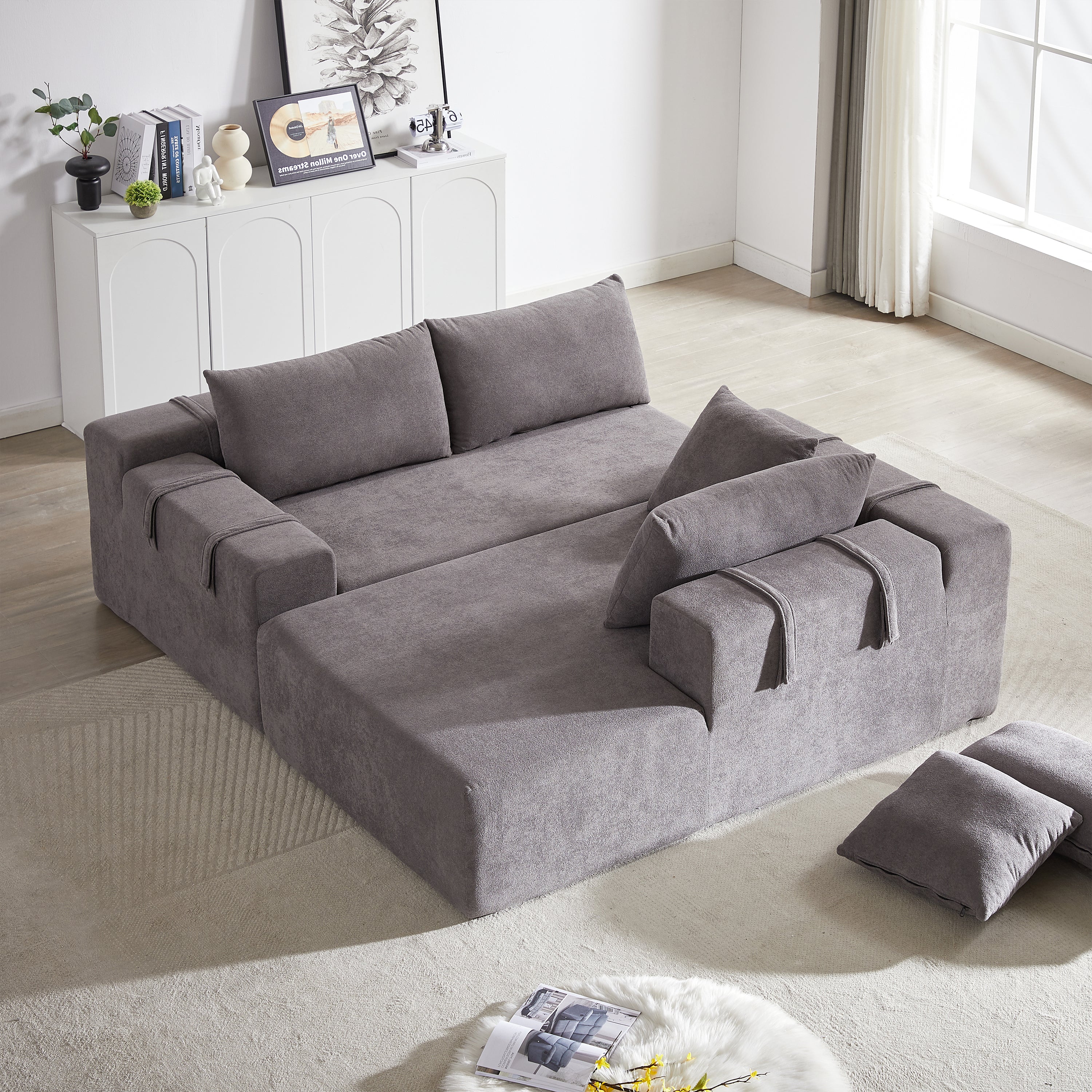 Modern Chenille Upholstered Sectional Sofa Couch Set,Modular 108' L Shaped Sectional Living Room Sofa Set With 6 Pillows,Free Combination Sofa Couch for Living Room,Bedroom(Right Chaise)W834P240002