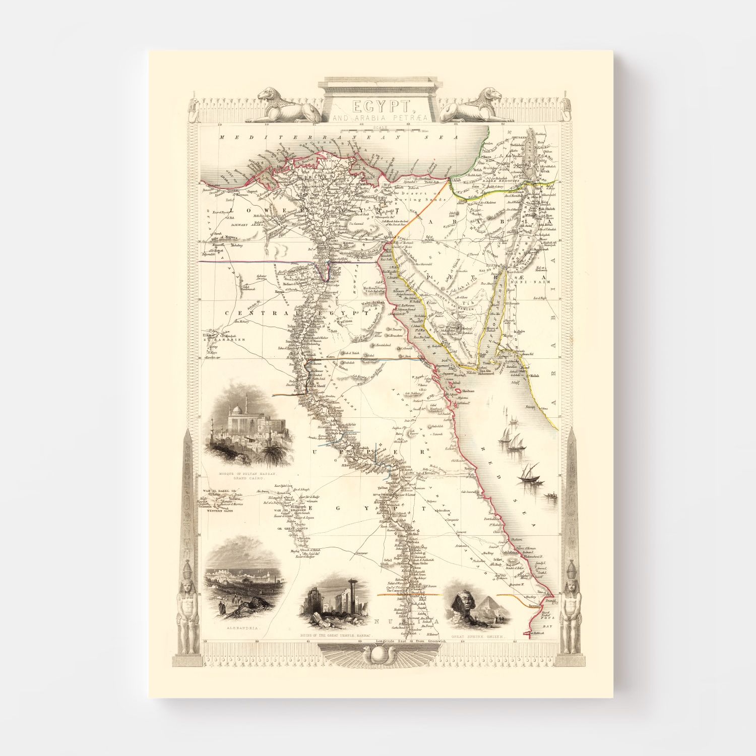 Vintage Map of Egypt & Saudi Arabia 1851