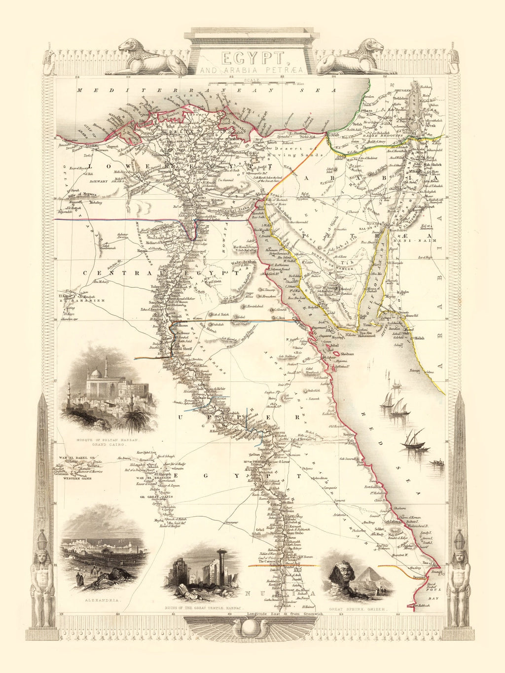 Vintage Map of Egypt & Saudi Arabia 1851