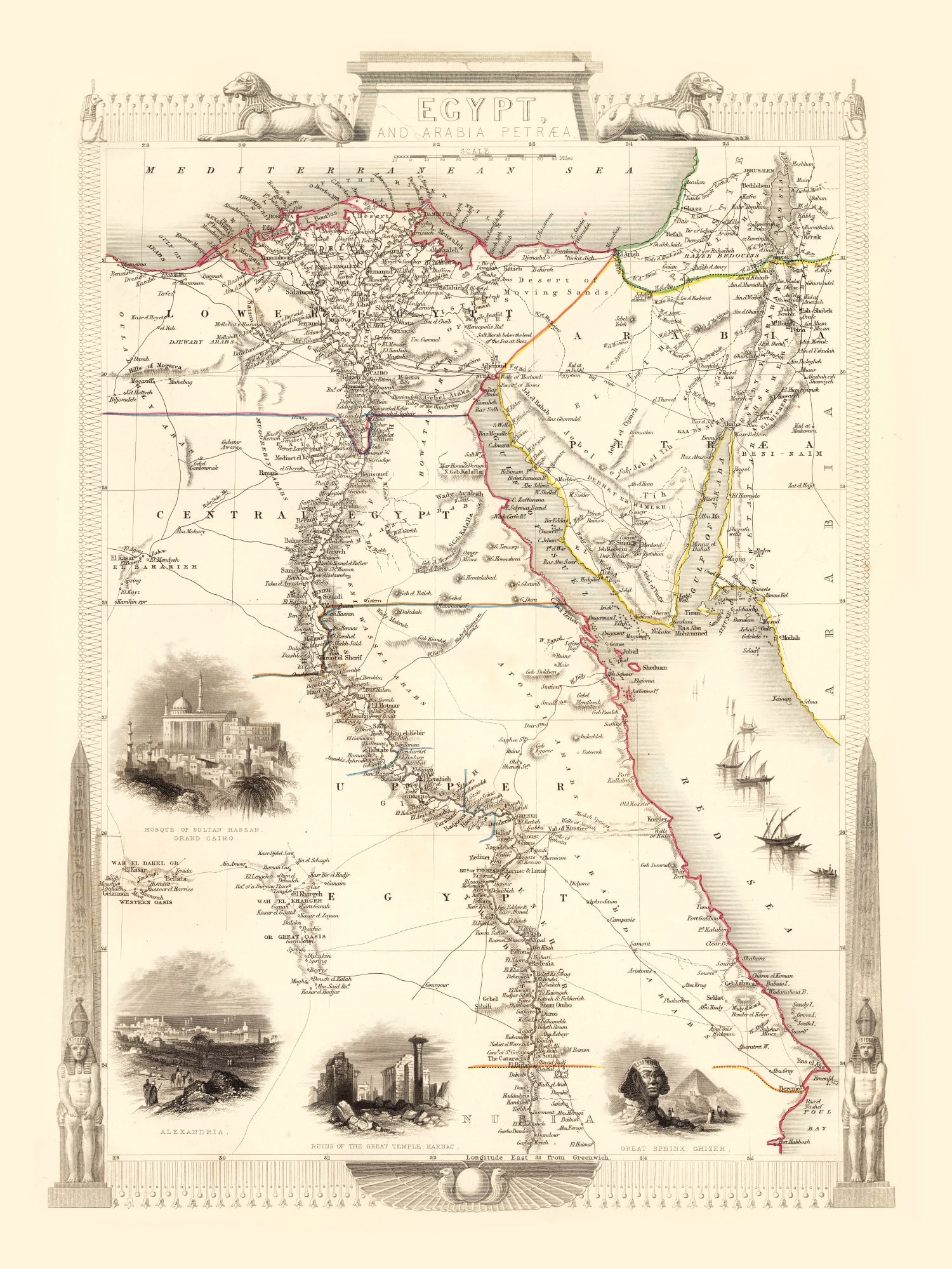 Vintage Map of Egypt & Saudi Arabia 1851