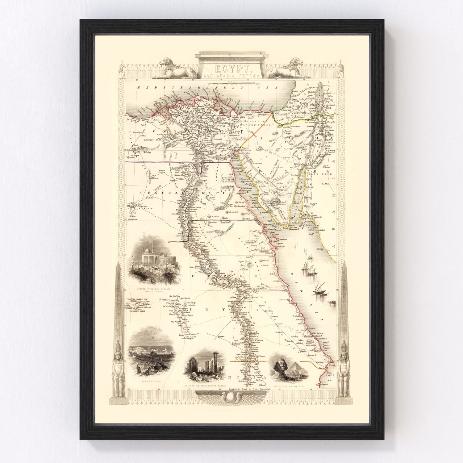 Vintage Map of Egypt & Saudi Arabia 1851