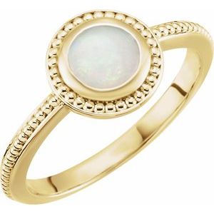 14K Yellow Gold Natural White Opal Ring