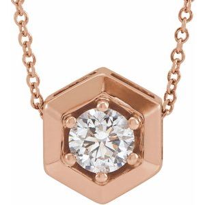 14K Rose Gold 1/2 CT Lab-Grown Diamond Geometric 16-18" Necklace