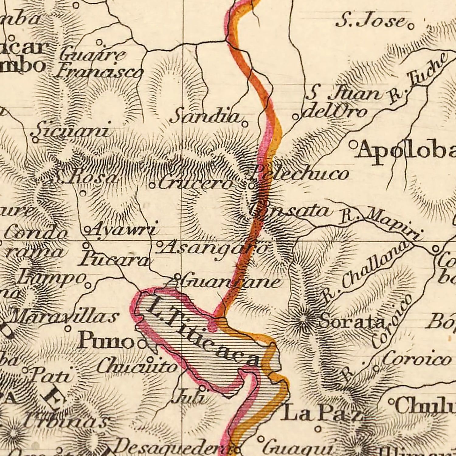 Vintage Map of Peru & Bolivia 1851