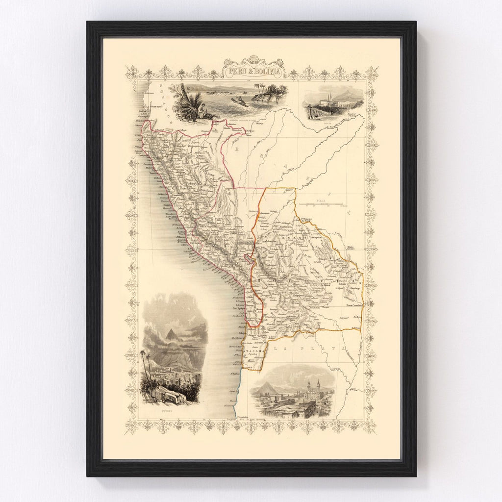 Vintage Map of Peru & Bolivia 1851